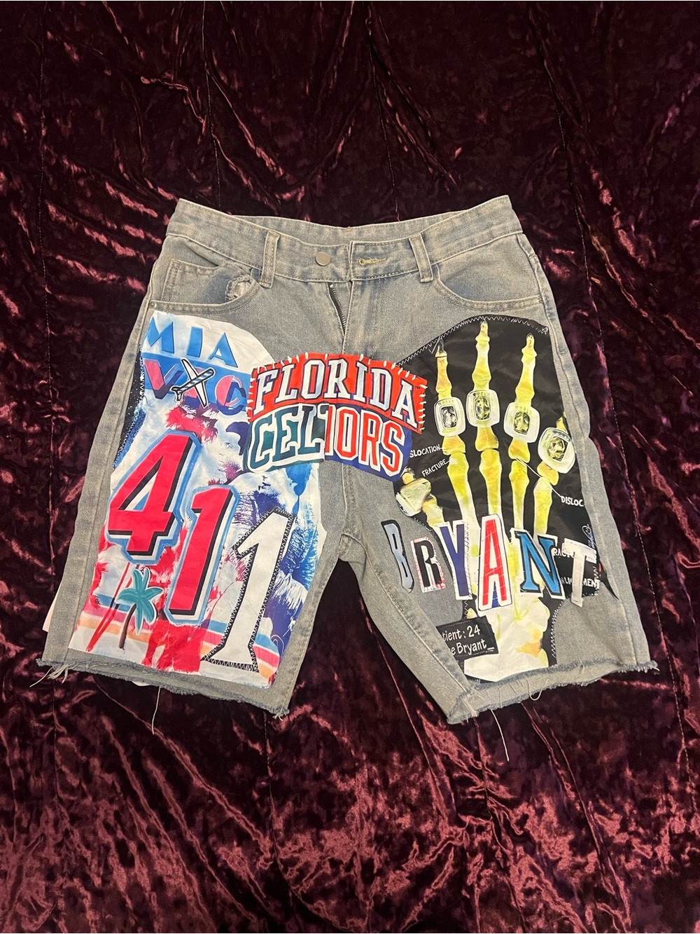 Custom NBA Patchwork Graphic Men's Shorts Size Small - 30 waist